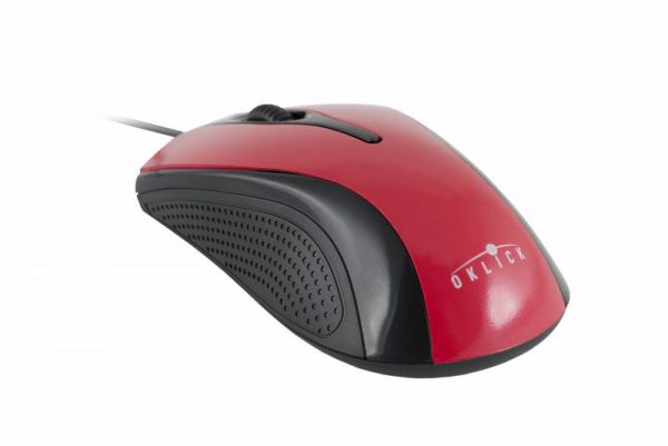 Мышь Oklick 215M черный/красный оптическая (800dpi) USB (2but)